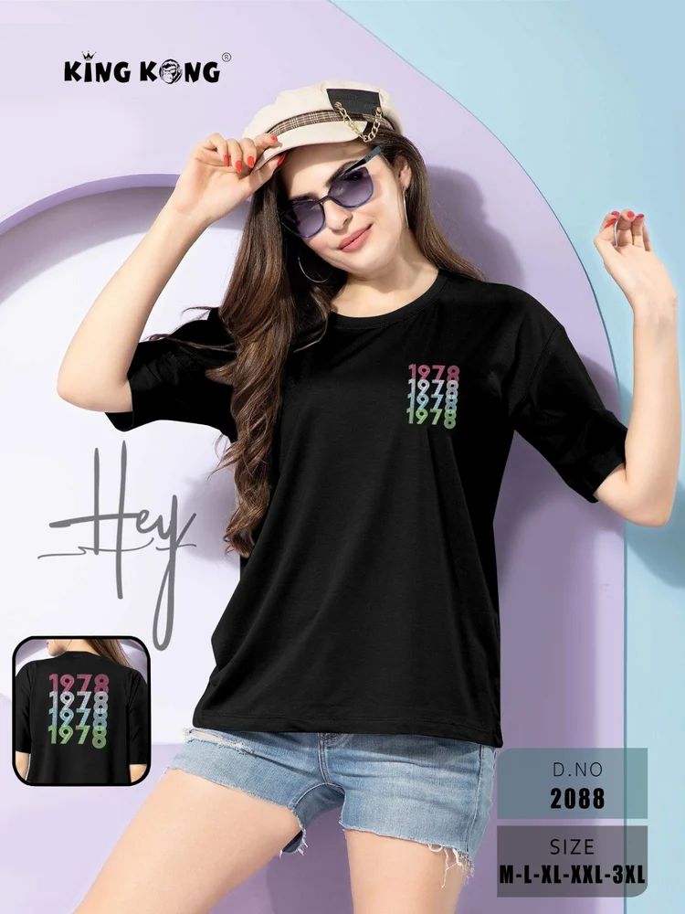 Looper Half Sleeve Oversized Printed T-Shirt For Women, Regular Casual Wear (Size- M to 3XL)