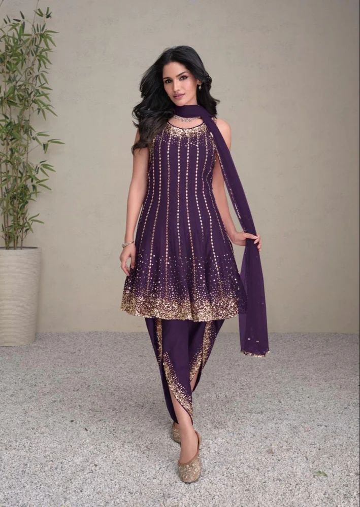 Sayuri Jashn Gold Premium Silk Designer Top With Dhoti Collection