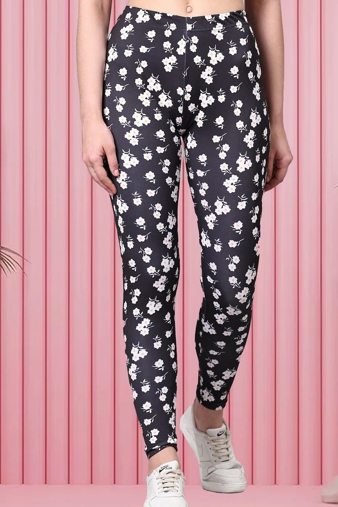 Flower Printed Mid Waist Leggings