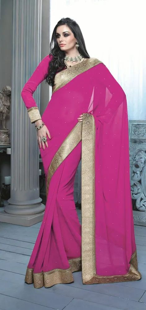 Faux Chiffon Saree with Blouse