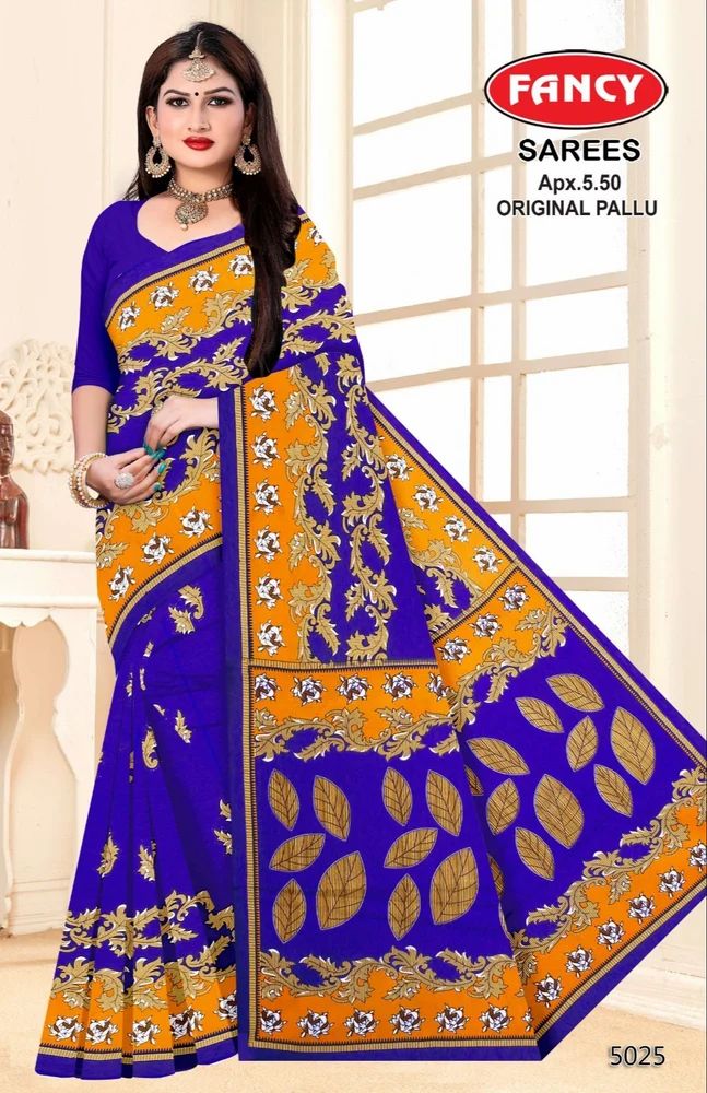 Formal Wear Printed Chettinad Pure Cotton Sarees, With Blouse, 6.3 m