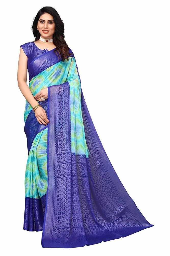 Toned Tie&Dye With Motifs Printed Soft Chiffon Brasso Saree
