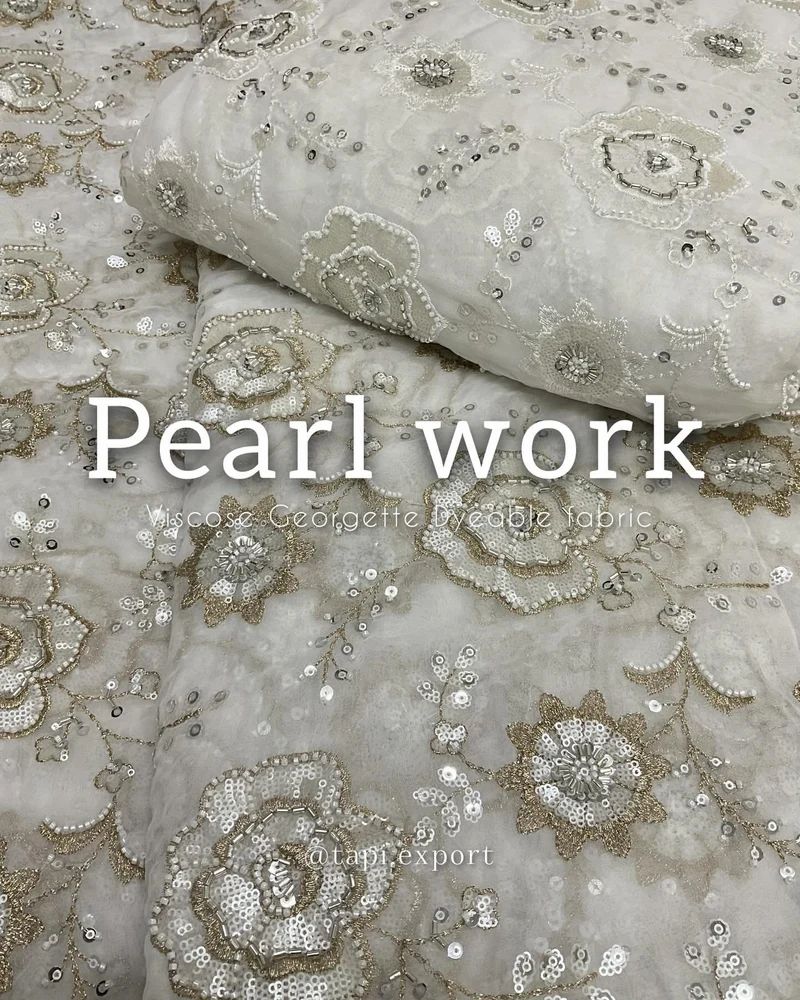 Pearl Cut Work Fancy Embroidery Fabric