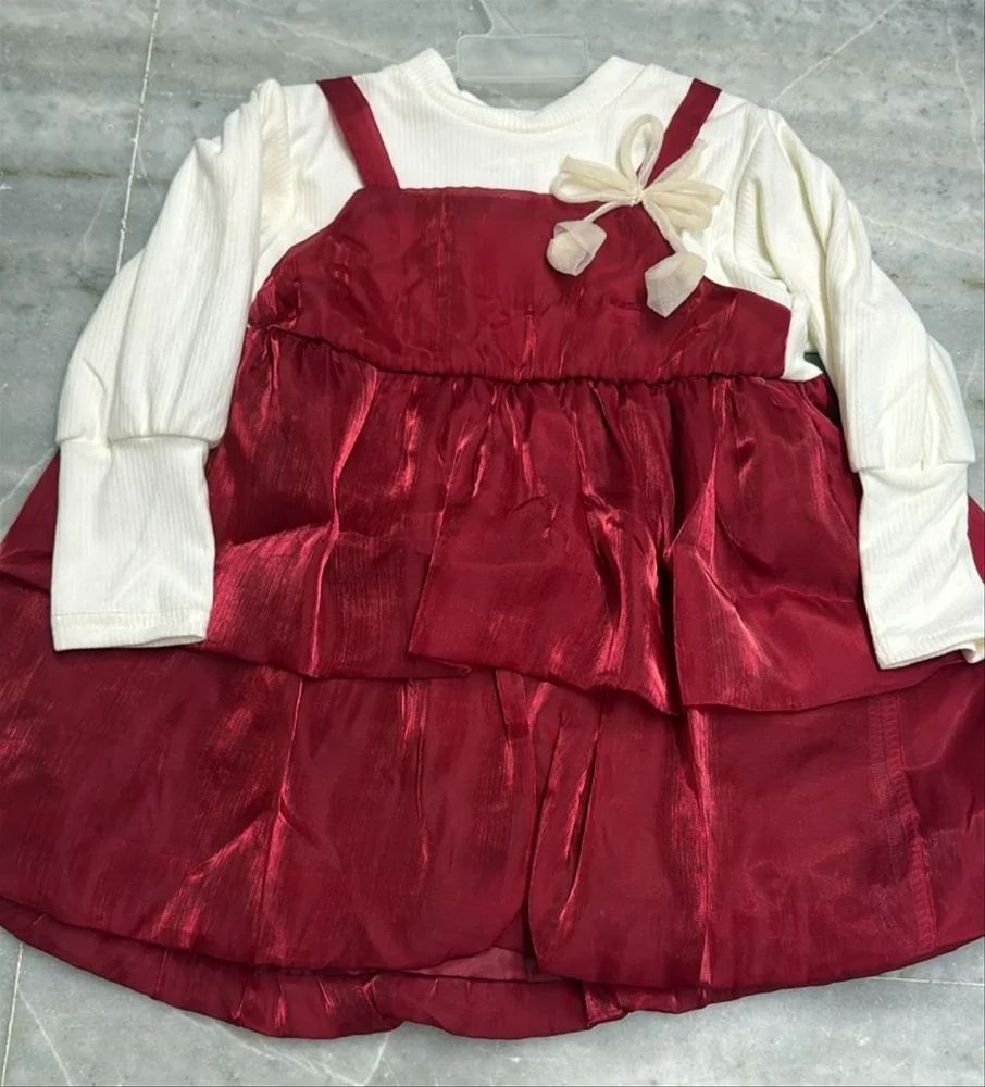 Girls Tissue Net Cotton Frock For Party Wear (2-4 Yrs)