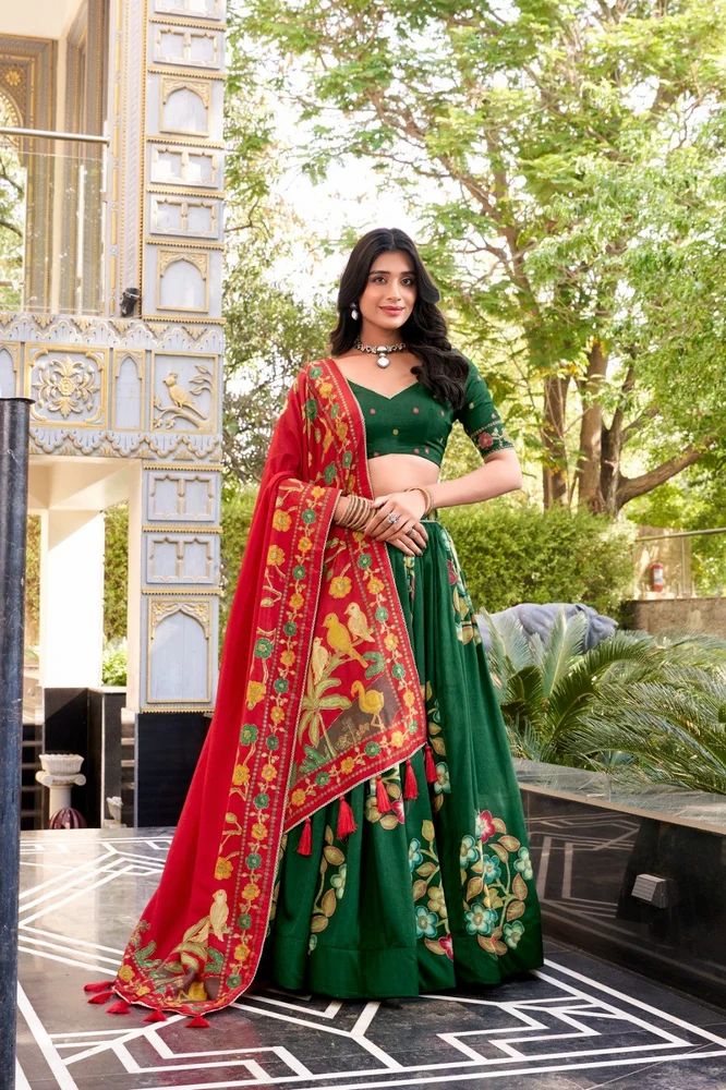 TRENDY CULTURE'S Tasar Silk Lehenga Chol