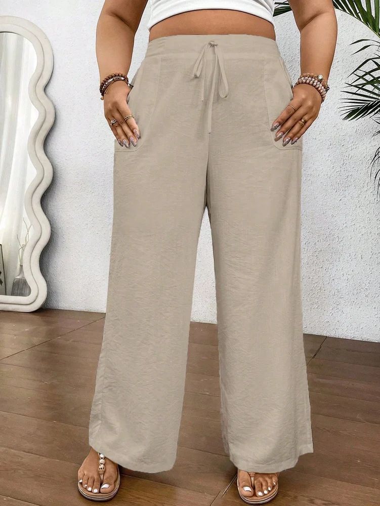 Women's Beige Stretchable Solid Cotton Lycra Blend Casual Trouser