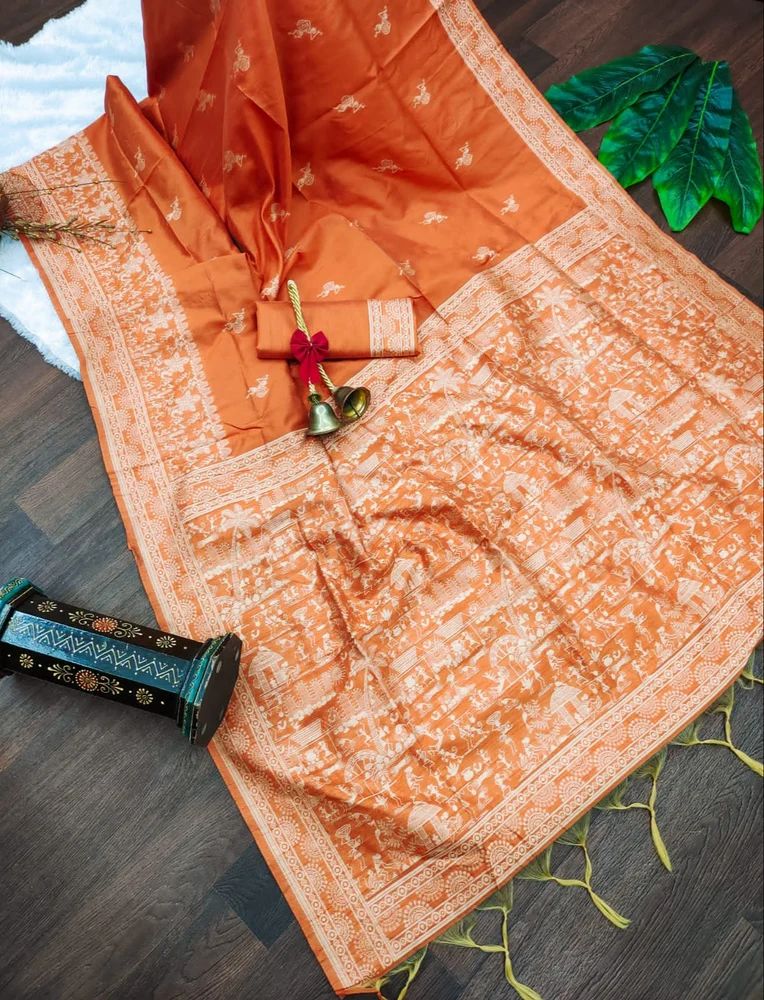 Soft Beautiful Banglori Handloom Raw Silk Saree