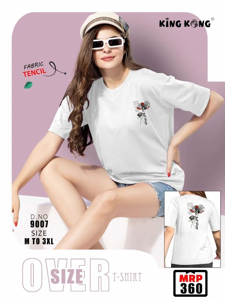 Women's Tencel Oversized Printed T-Shirt Casual Daily Wear (Sizes M-3XL)