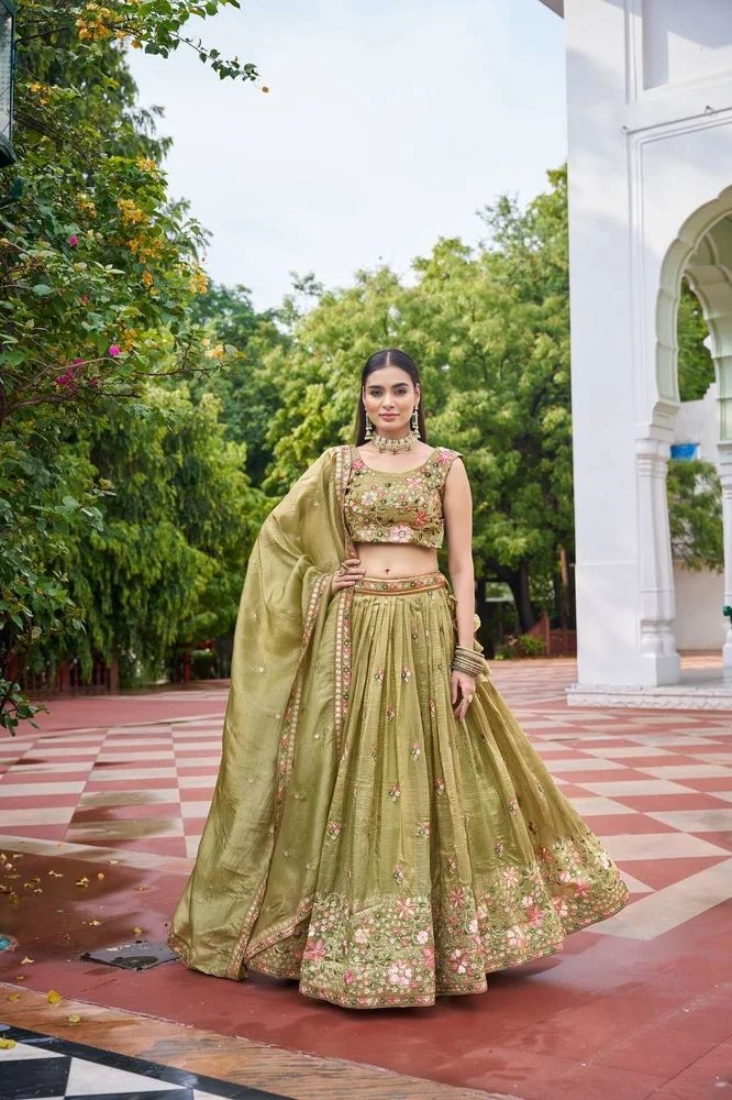 TRENDY CULTURE'S Royal Gold Crush Festive Embroidered Lehenga Choli