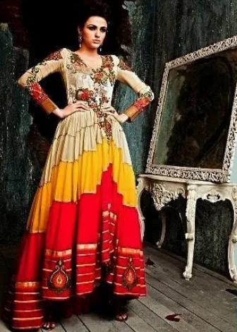 Net Semi Stitched Suit D No 9014