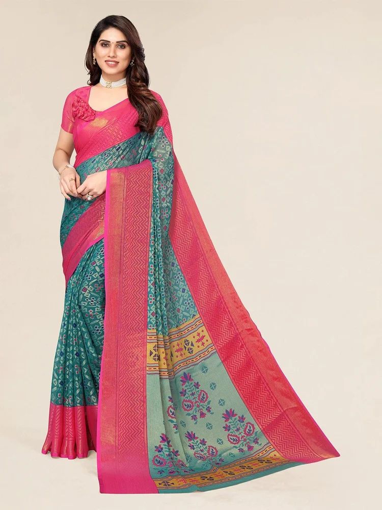 Leeza Store Toned Ethnic Motifs Bhagalpuri Brasso Saree