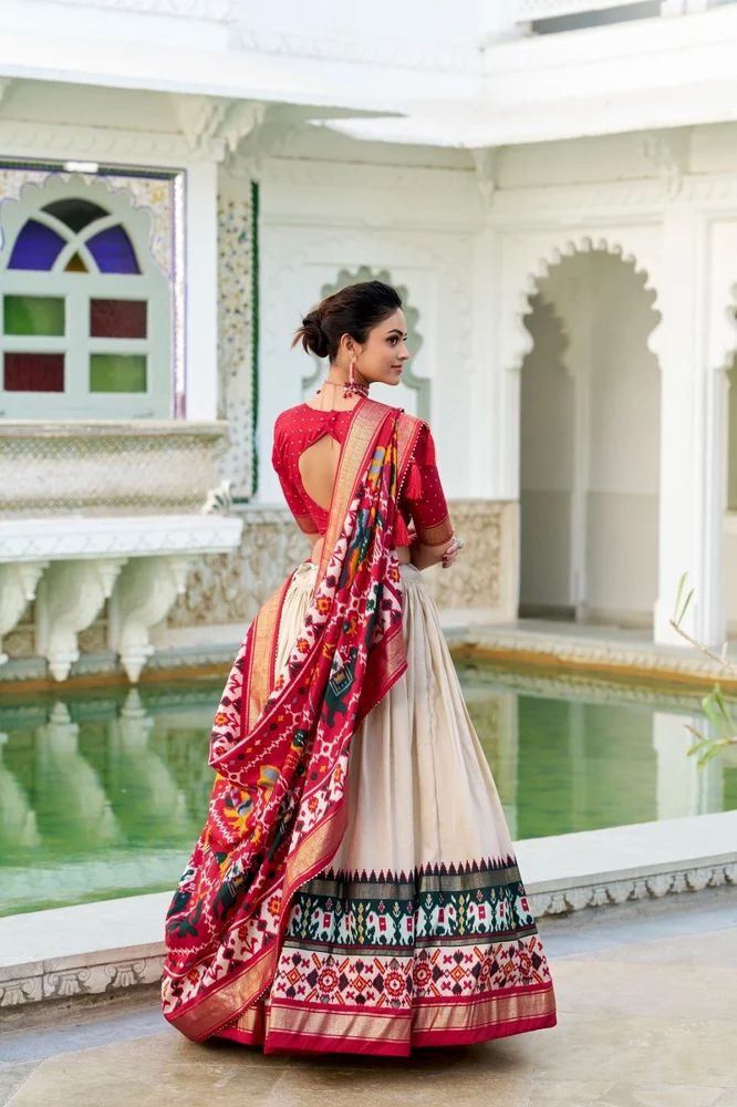 TRENDY CULTURE'S Tasar Silk Lehenga Choli with Patola Print & Foil Work