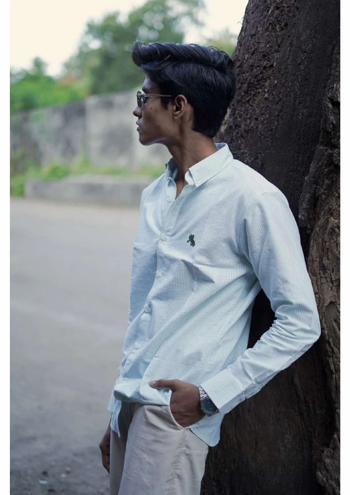 Mens Cotton Blue Striped  Shirts