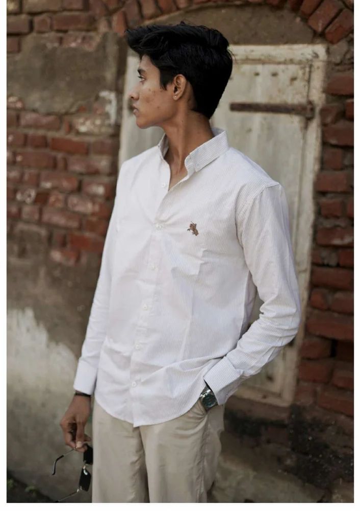 Mens Cotton White Striped Shirts