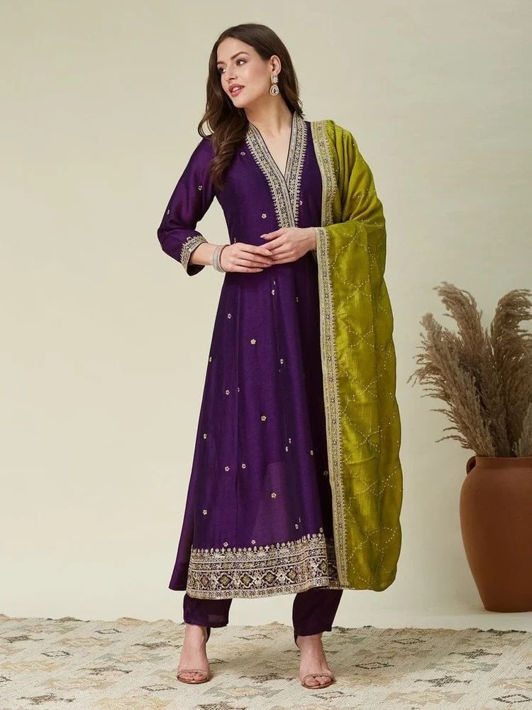 Gown Pant Dupatta Set