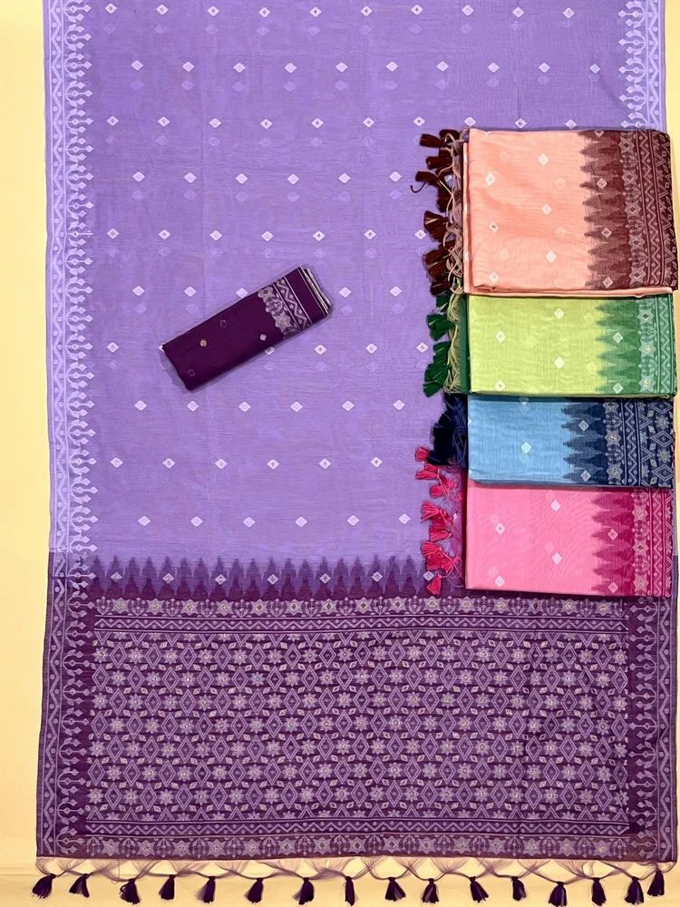 Premium soft muga Cotton saree with resham weaving butties