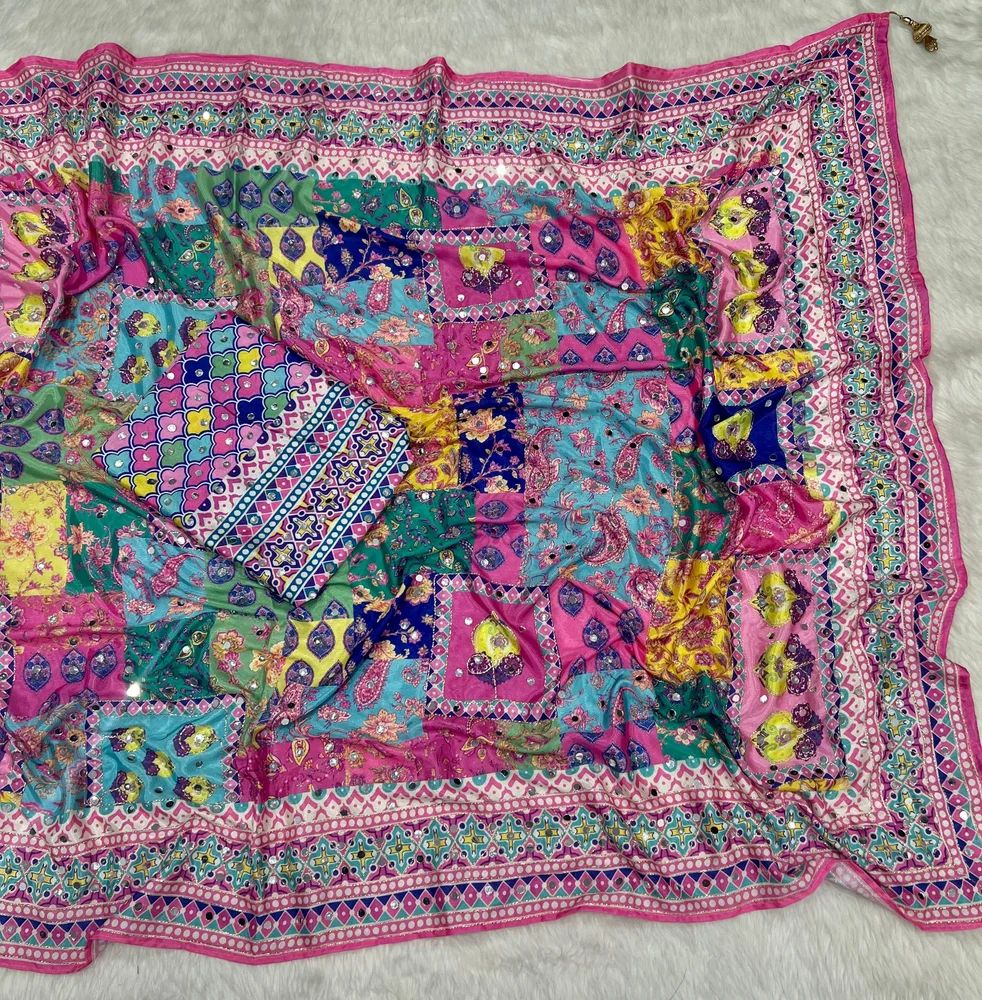 Chinon Mirror Work Saree