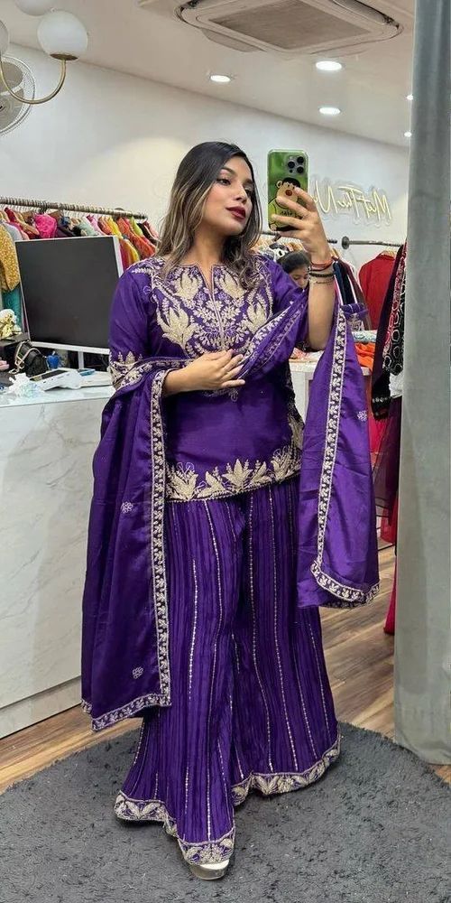Ladies Embroidery Sharara Suit