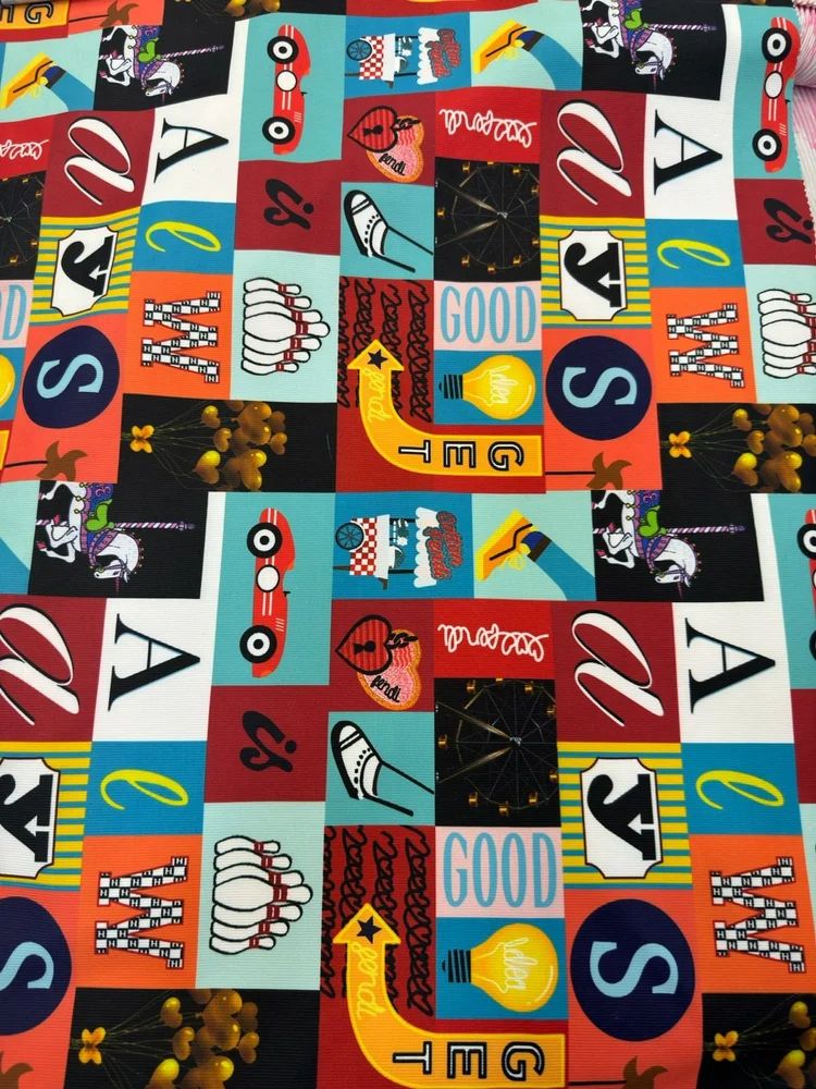 Multicolor Looper Knitted Printed Fabrics