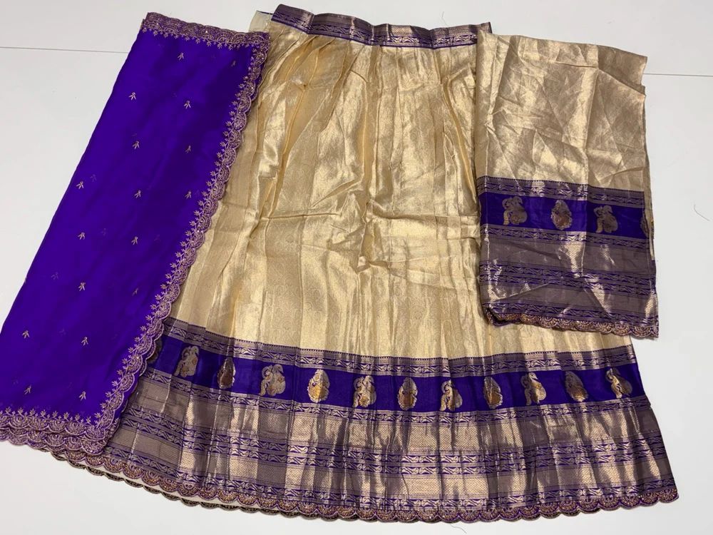 Golden And Purple Silk Lehenga Choli Set