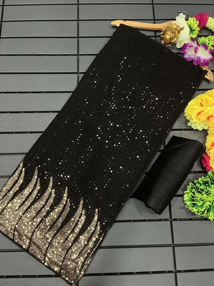 BOLLYWOOD STYLE SEQUINS EMBRODERY DESIGN GEORGETTE SAREE AT WHOLESALE PRICE