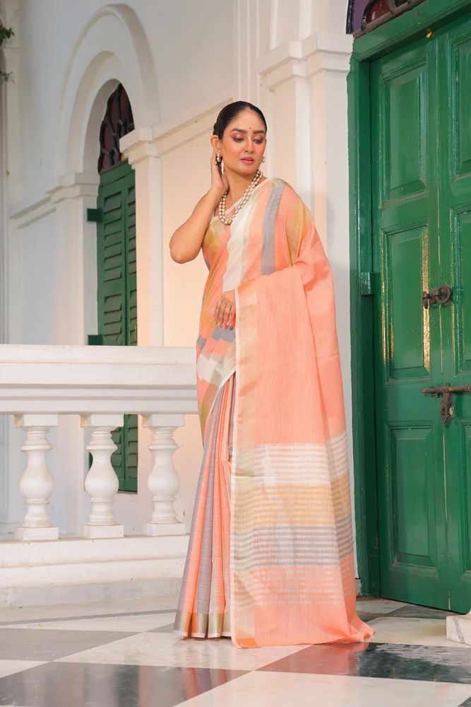 Fancy Linen Saree, Casual Wear