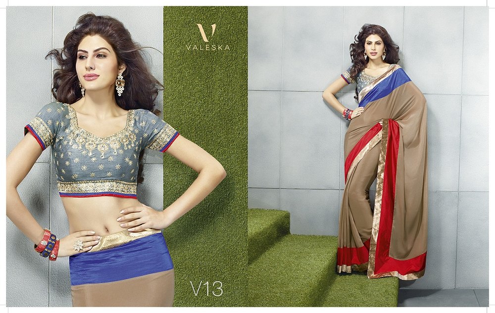 Party Wear Saree With A Heavy Blouse
