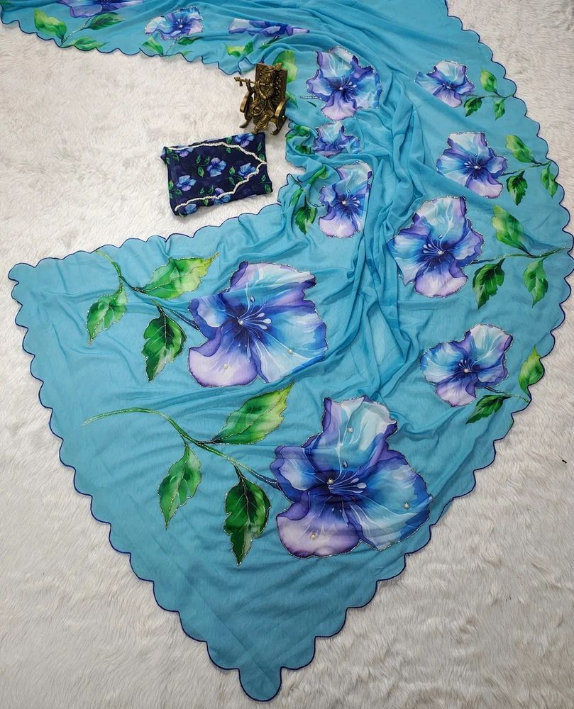 Georgetter Hand Work Saree