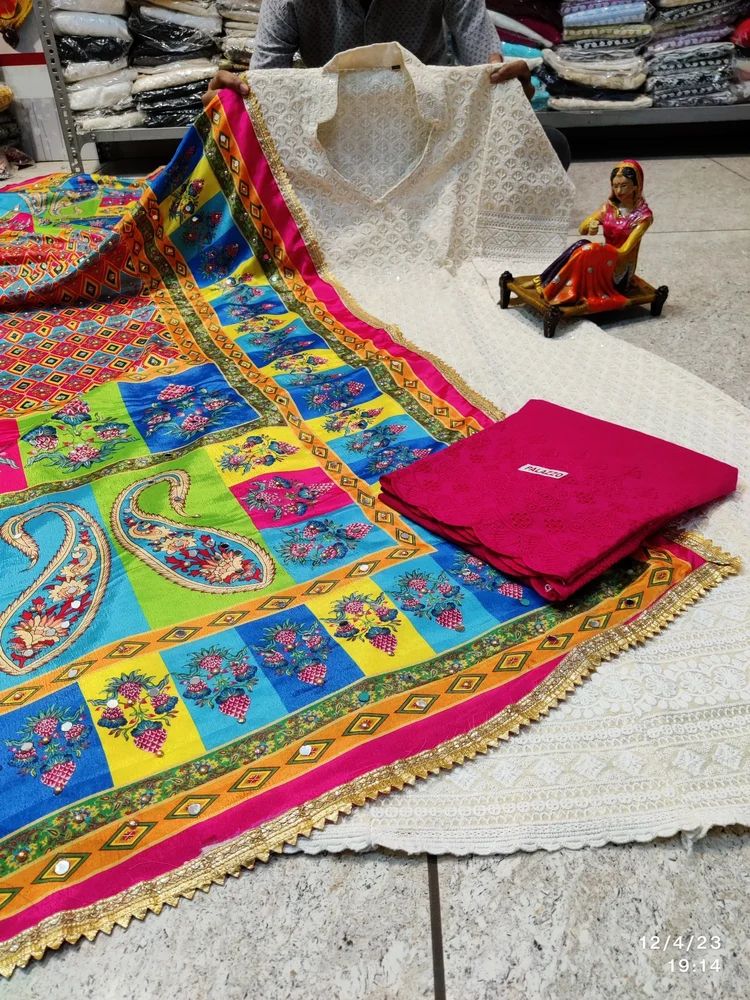 Lucknowi Chikan Anarkali Kurti With Dupatta