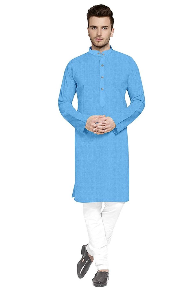 Men Plain Cotton Kurta Pajama Set