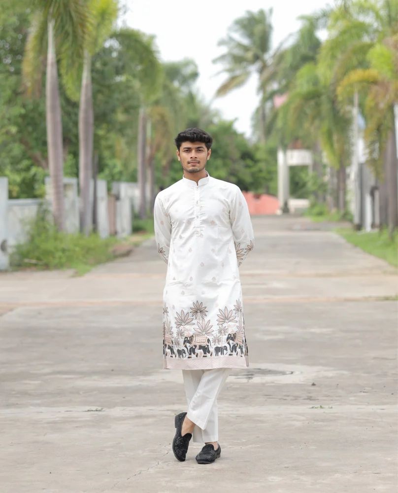 Peak hathi jacquard designer kurta