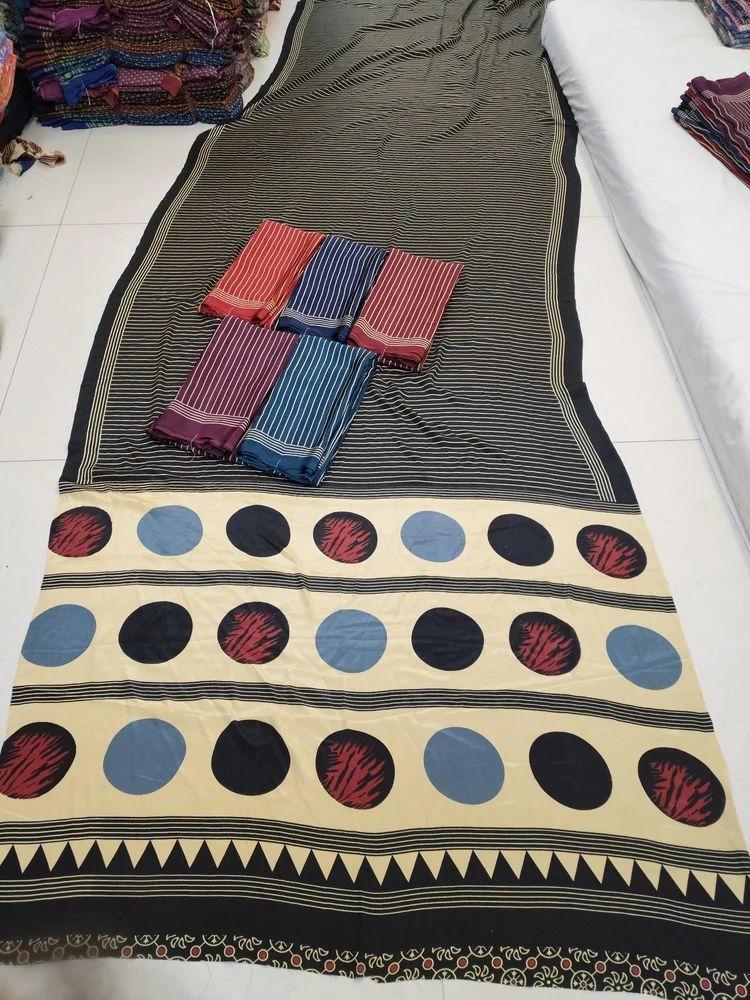 Ajrakh Printed Crepe Saree