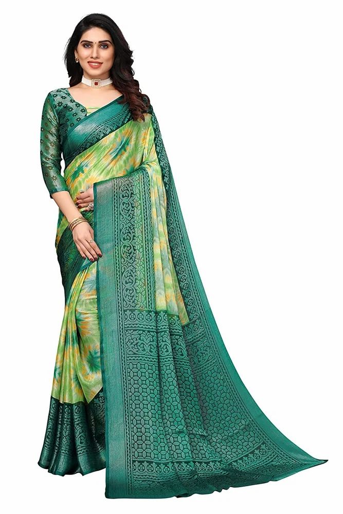 Toned Tie&Dye With Motifs Printed Soft Chiffon Brasso Saree