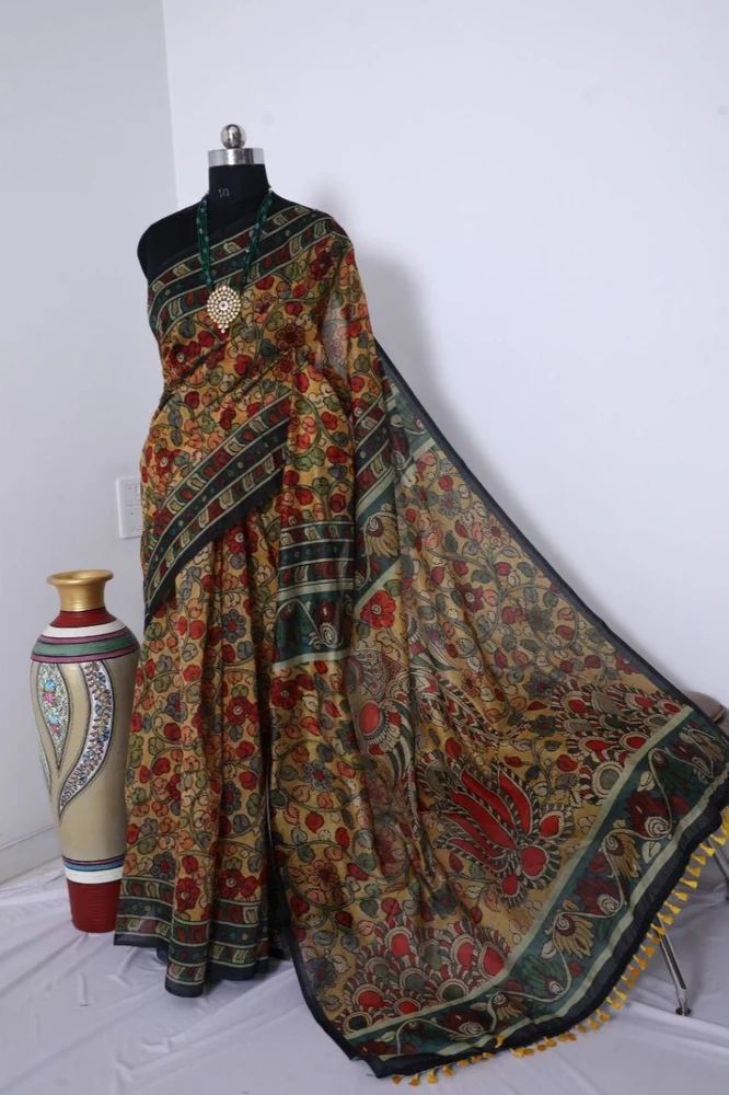 Linen Digital Kalamkari Printed Saree