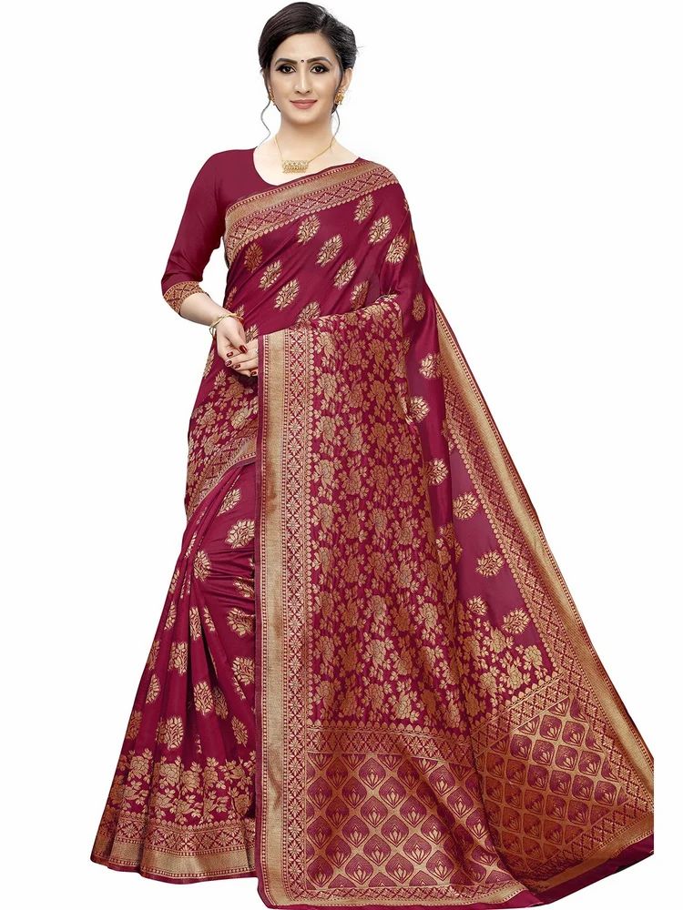 Cotton Silk Saree with Golden Zari Border