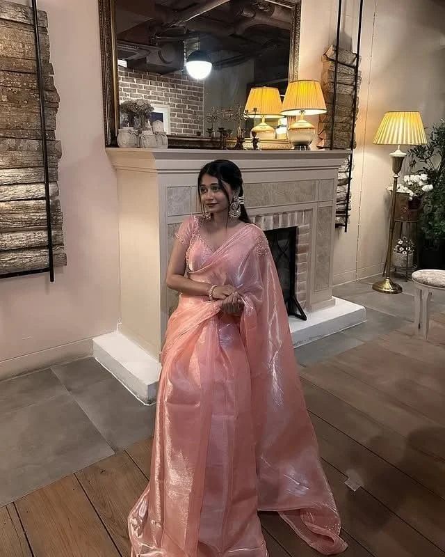 Jimmy Choo Fabric with golden moti  border saree