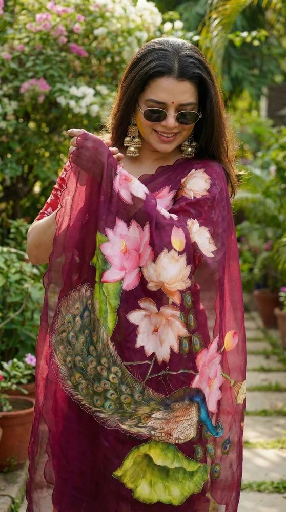 Georgette handwork saree