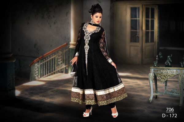 Party Wear Anarkali Black Suit