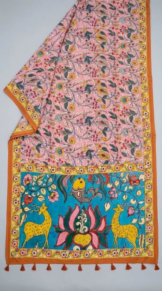 Satin Kalamkari Printed Saree