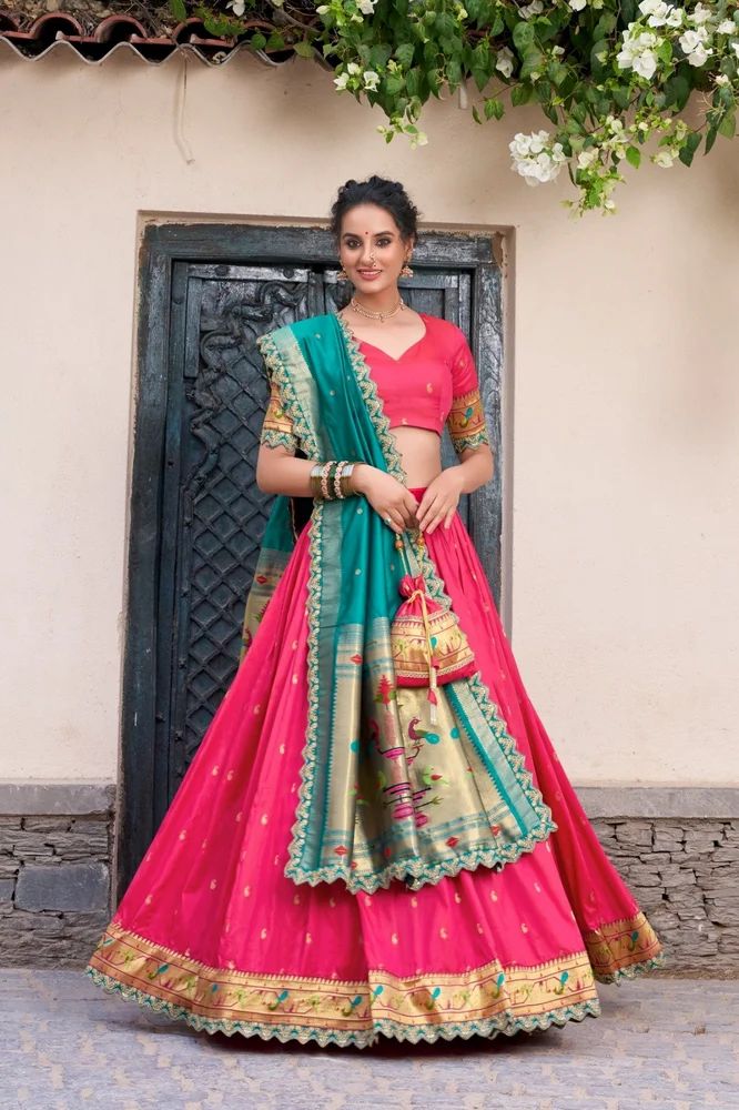 TRENDY CULTURE'S Jacquard Silk Paithani Lehenga Choli
