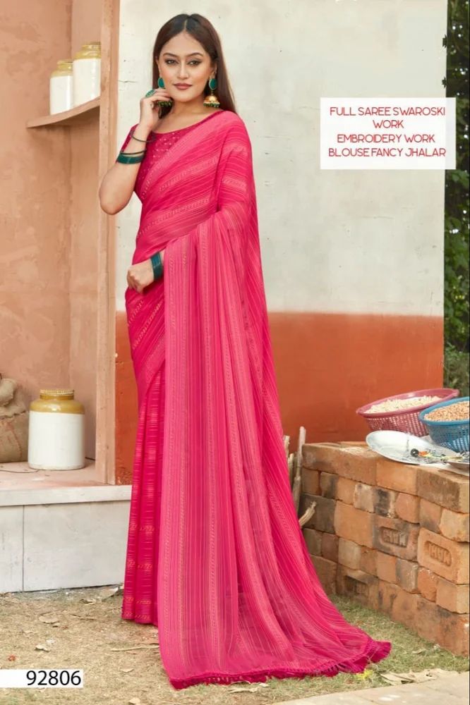 Chiffon Fancy Printed Saree, Party wear