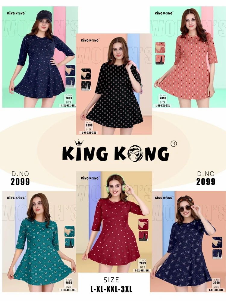 Women's Comfortable Cotton Hosiery Tunic Short Kurti Style Plus Sizes L-3XL