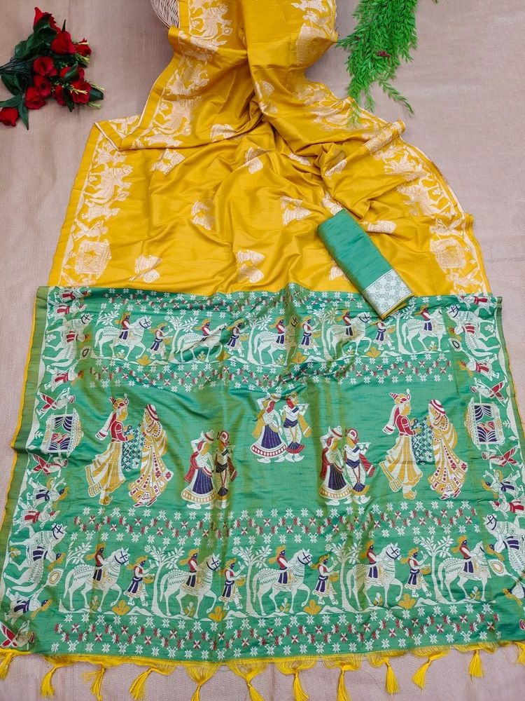 Yellow Handloom Wedding Saree