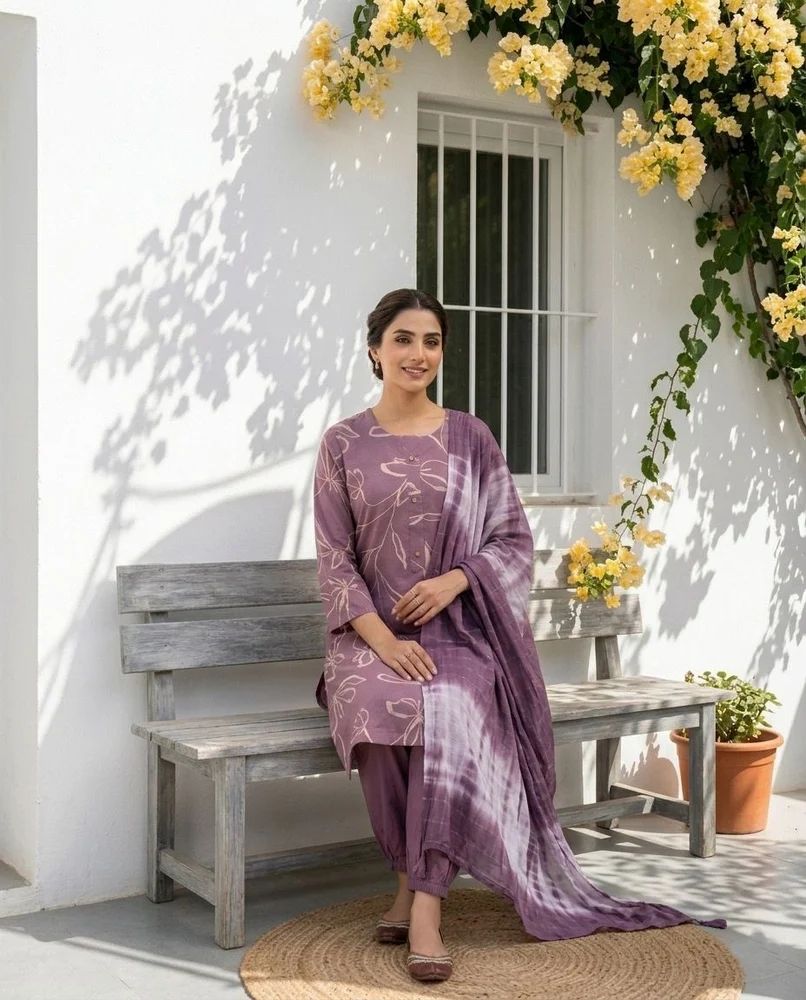 Cotton Kurti Pant Dupatta Set