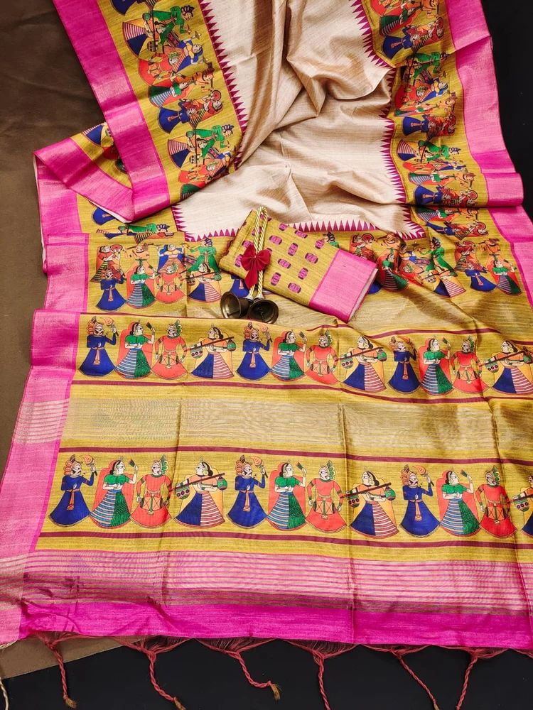 Printed Tussar Silk Sarees