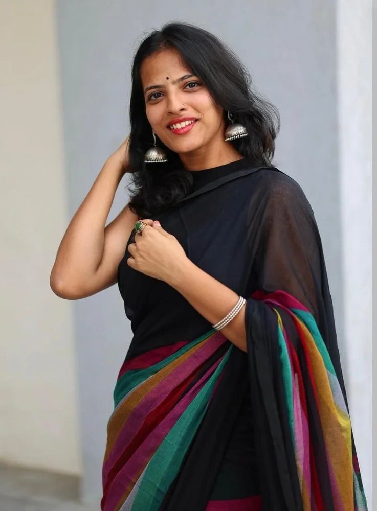 Plain Linen Digital Print Saree with Fumka (Latakan)