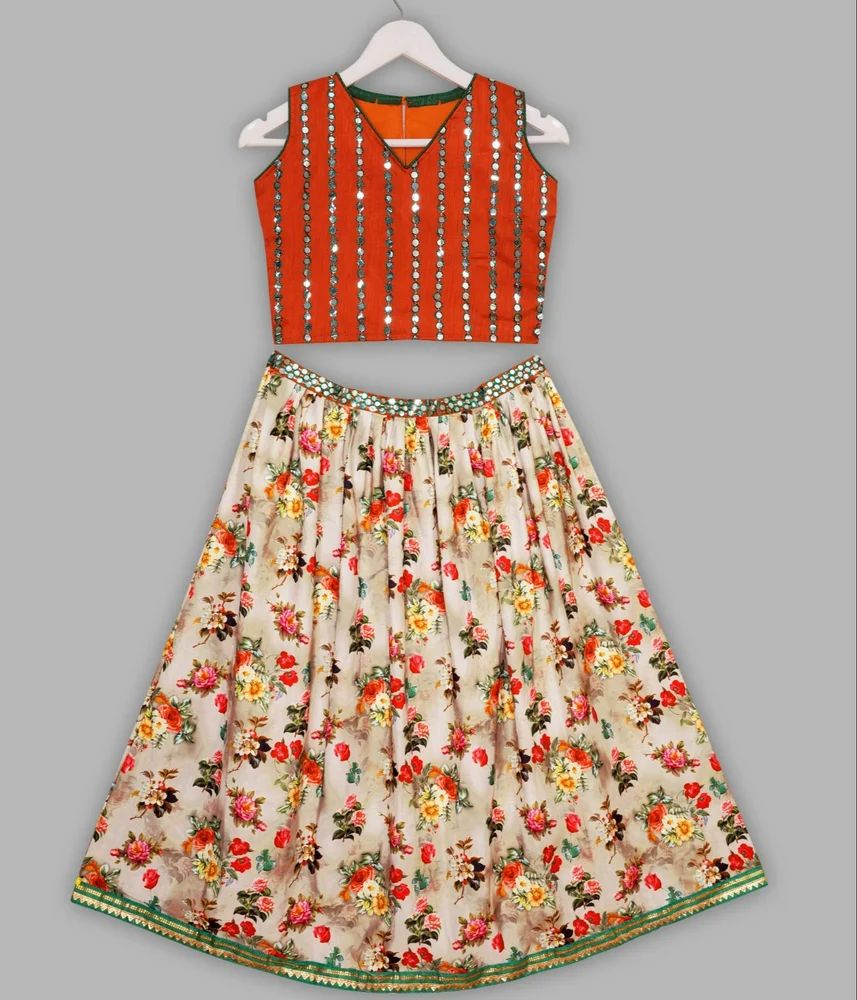 Girl Multicolor Cotton Lehenga Choli Set