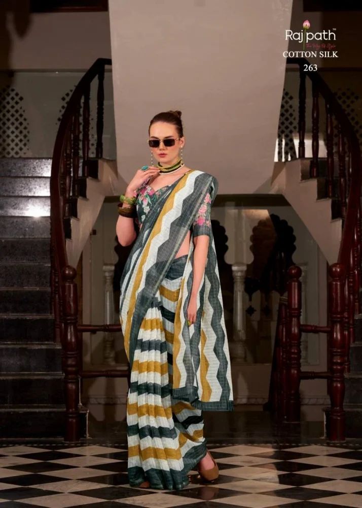 Rajpath Linen Cotton Silk Fancy Saree Below 1000