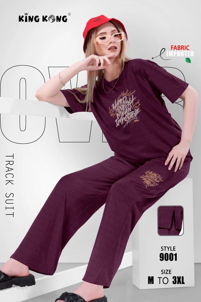 Comfort & Style: Imported China Rib Women's Nightwear, Co-Ords T-Shirt & Pajama Pants (M to 3XL)