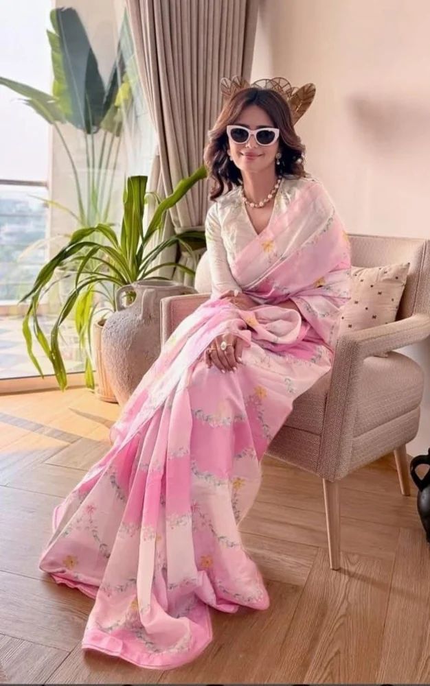 Digital Print Linen Sarees